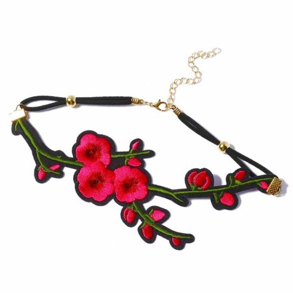 Jewelry - Set of 3 embroidered rose chokers